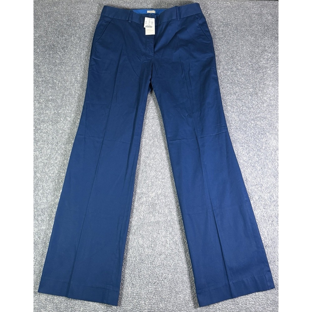 NWT J.Crew Stretch Trouser Pants Womens Size 10 Havana Blue Classic Leg F4192